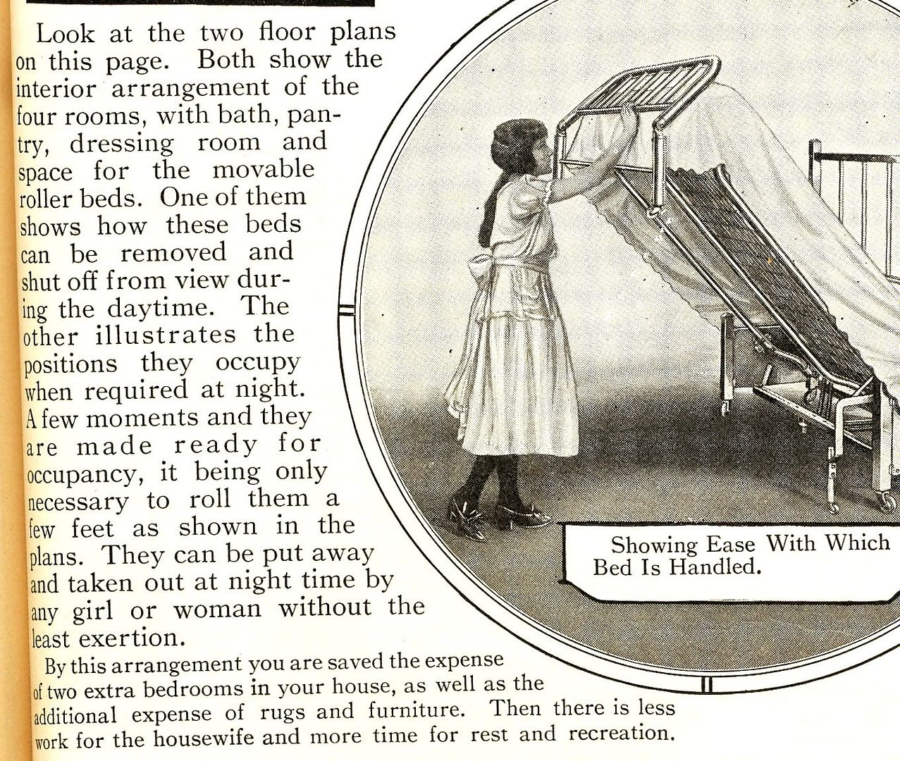 The Cinderella was another Sears House that promoted use of stowaway beds. Note the 