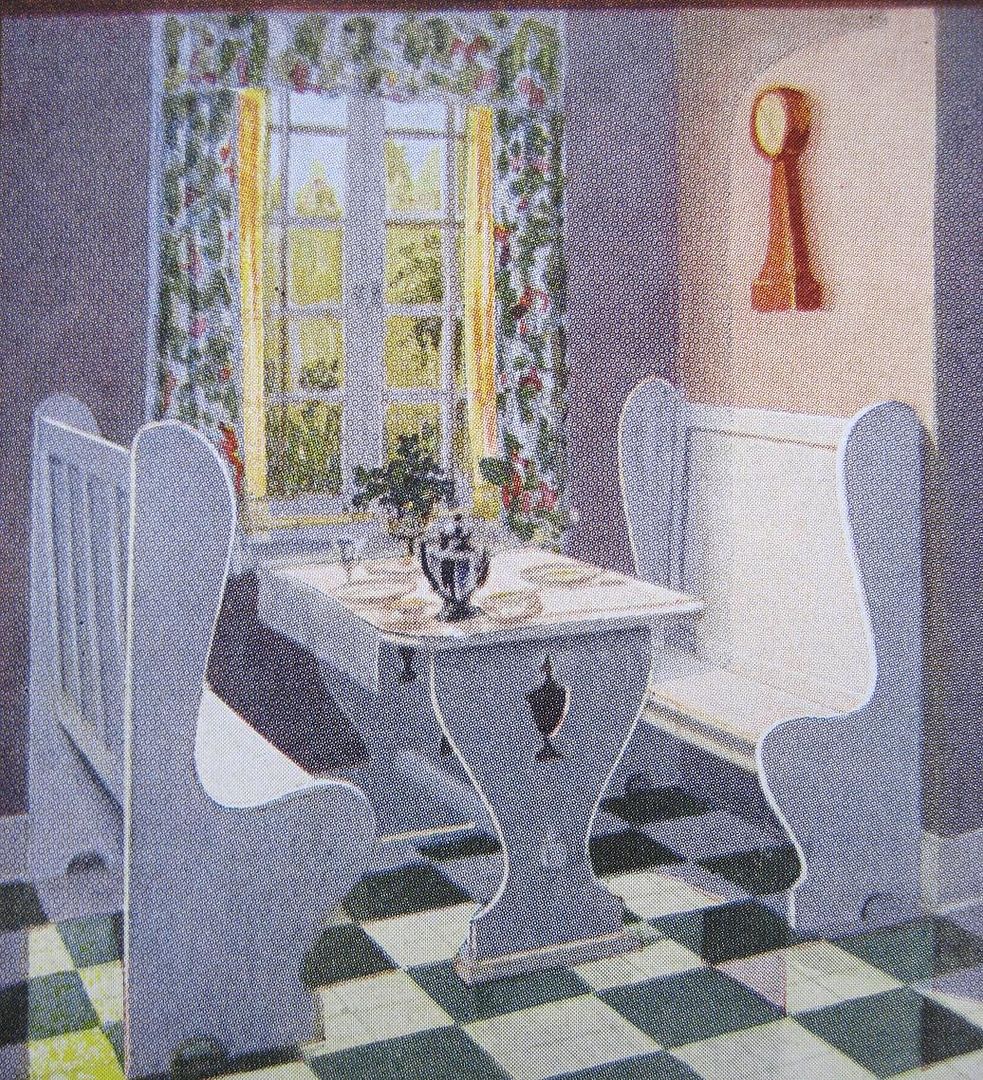 My favorite image is from the 1923 Gordon Van Tine catalog. Gordon Van Tine also sold kit homes, and their kitchen nooks were shown in the catalogs - in COLOR!