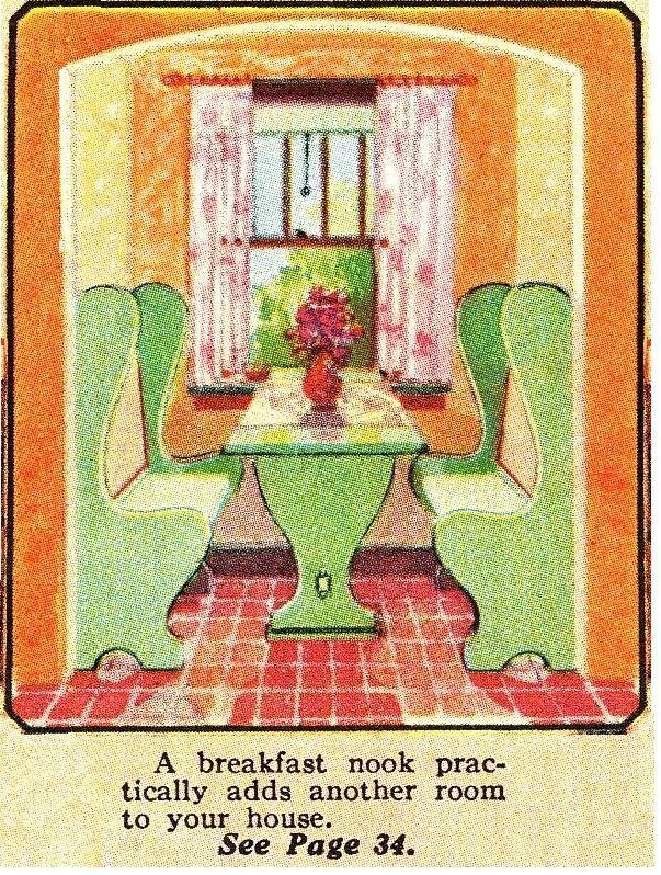 Montgomery Wards offered nooks in their kit homes, too. This photo came from the Montgomery Wards Building Materials catalog.