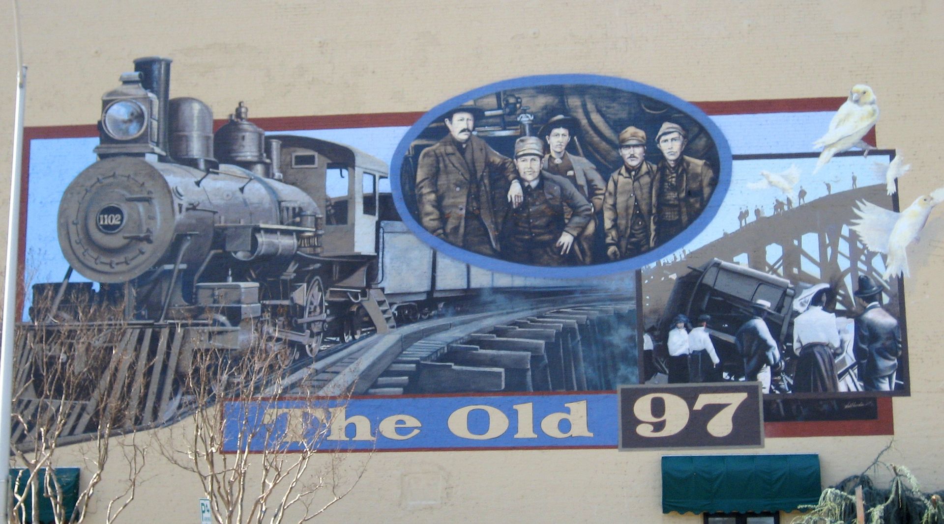 Wreck of the Old 97 is commemorated with this mural in downtown Danville.