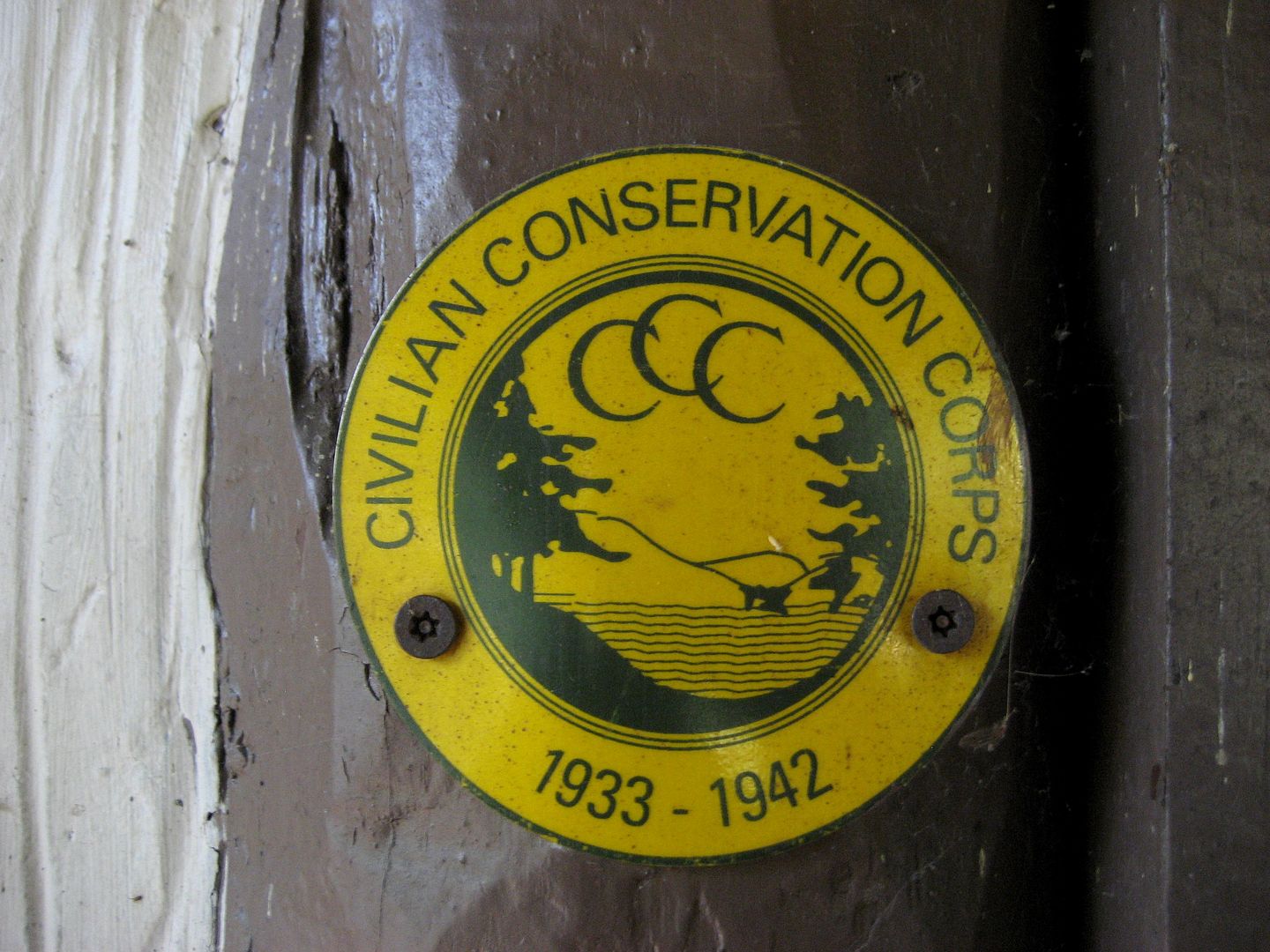A placard by the front door commemorates the CCC.