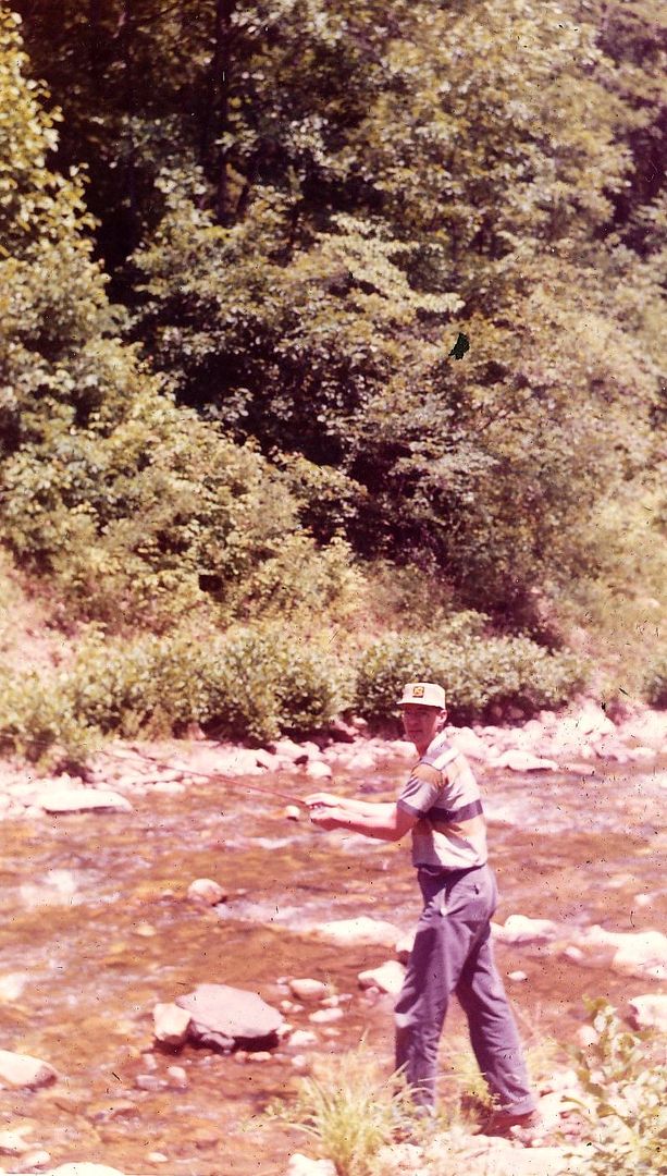 My father giving it a go on Smith Creek. 