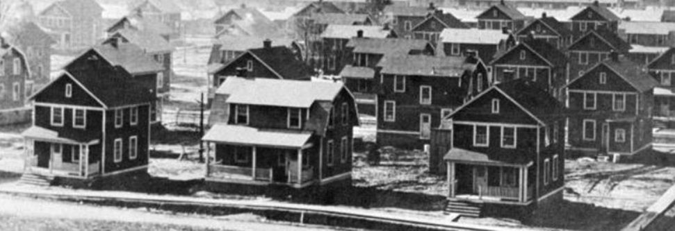 Vintage photo of Old Hickory (site of a Dupont Munitions Plant) shows two of the eight housing styles found there. These are the same two housing styles found on Major Avenue in Norfolk, VA. 