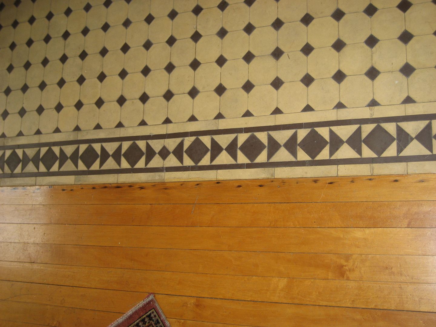 Close-up of the tiled floor