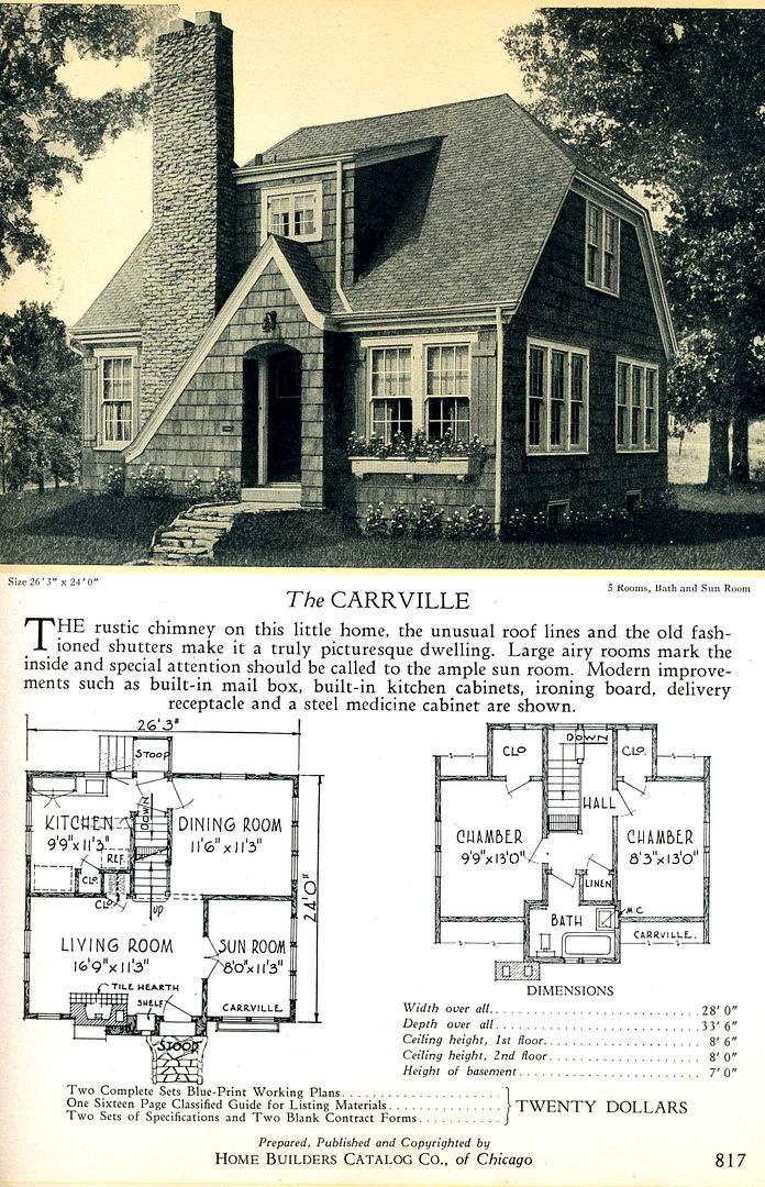 This was not a kit home, but a house design from a plan book. Prospective homeowners would browse the pages of a catalog and find a home that they liked, and after sending in their dollars, theyd receive a full set of blueprints and a full inventory of what was needed to build their dream home. Building supplies were purchased locally.