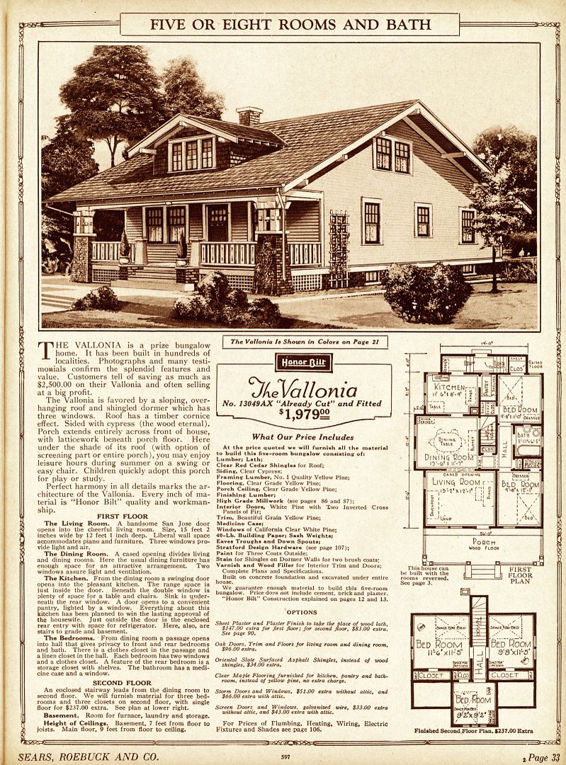 The Vallonia was a very popular model. This Craftsman style bungalow had an expandable attic and was perfect for a growing family!