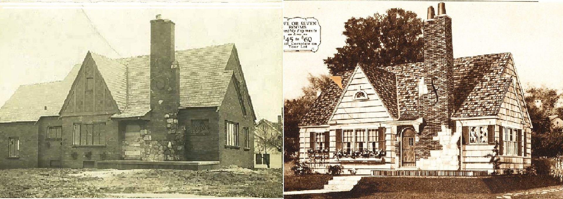 Virgils house, shown next to the catalog image for the Sears Lewiston. I find it fascinating that Virgil took his photo from the same exact angle as the picture shown in the Sears Modern Homes catalog.