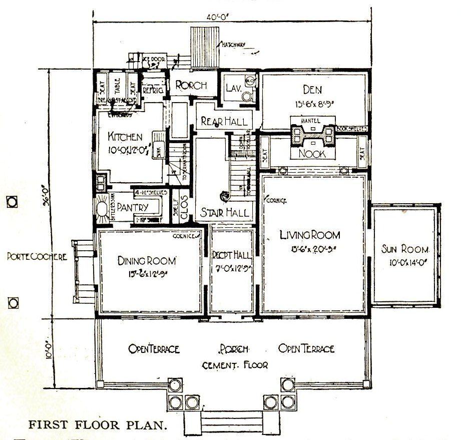 Close-up on the floor plan for the first floor. 