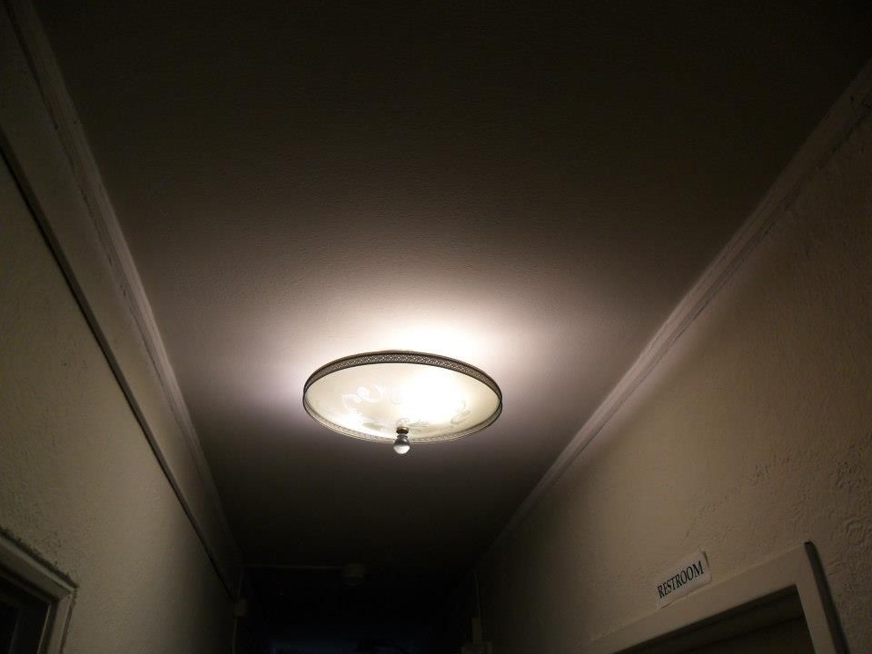 An old light fixture in the hallway.