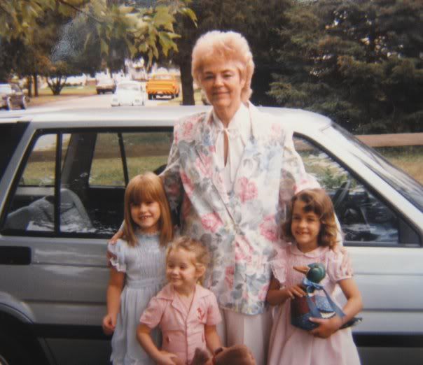 Crystal (on the far left) with her sister Anna, Grandma Betty and cousin Laurel (1985)