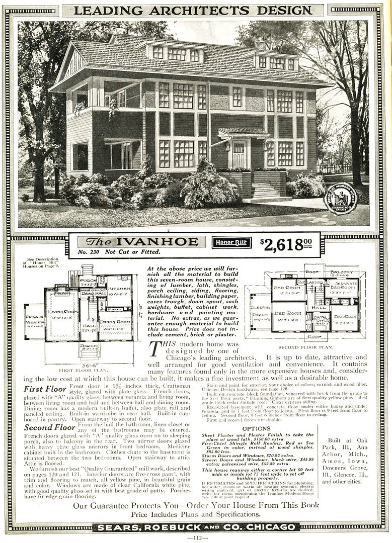 The Sears Home I found in Needham is an Ivanhoe, one of the largest, fanciest, and most expensive models that Sears offered (1920). 