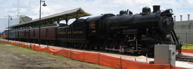 The beautiful and cosmetically restored #1134 sits on the rails in downtown Portsmouth