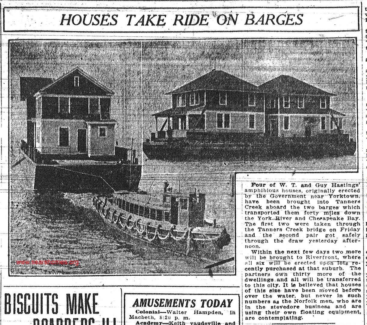 The houses were shipped from Penniman by barge. 