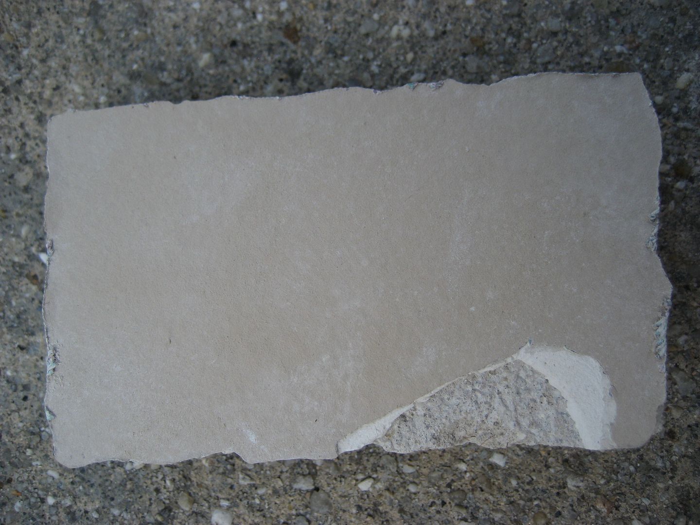 In fact, its a chunk of plaster that was cut out of a wall. 