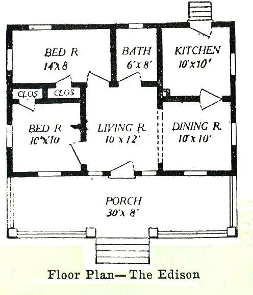 The Edison was an incredibly modest house, as you can see from this close-up of the floorplan.