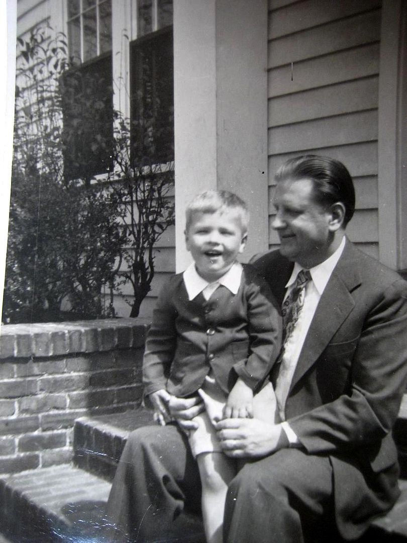 Wiliiam Barnes gave this home to his son (shown here with his young son), but old Mr. Barnes continued to live in the house until his death.