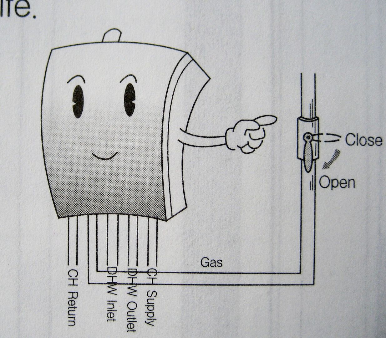 Instructional literature that came with the unit shows that the tankless boiler is a happy little thing. 