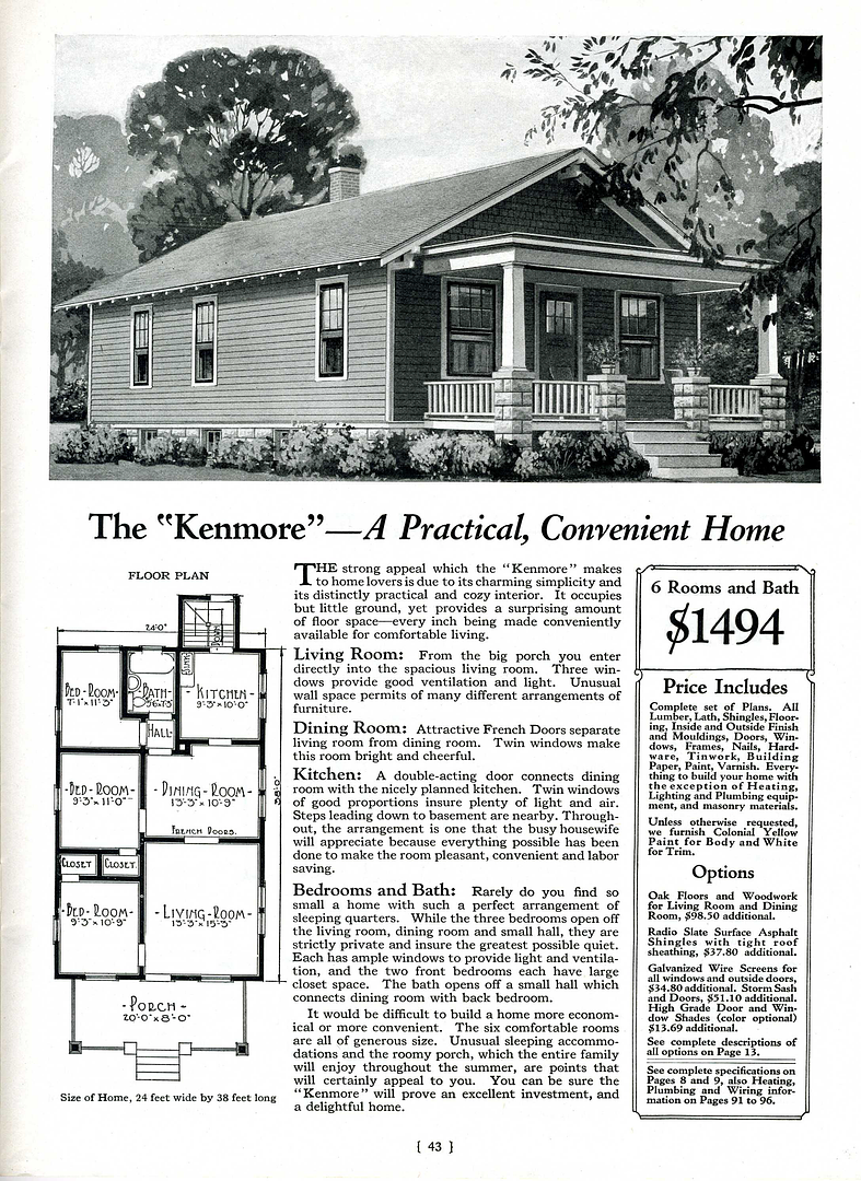 Montgomery Ward offered many kit homes, but this is one of my favorites. They named it The Kenmore. 