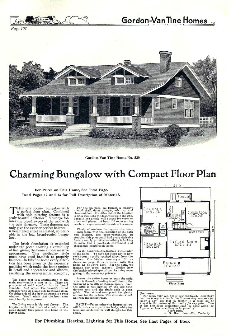 This charming bungalow was very popular for GVT (1926 catalog). 