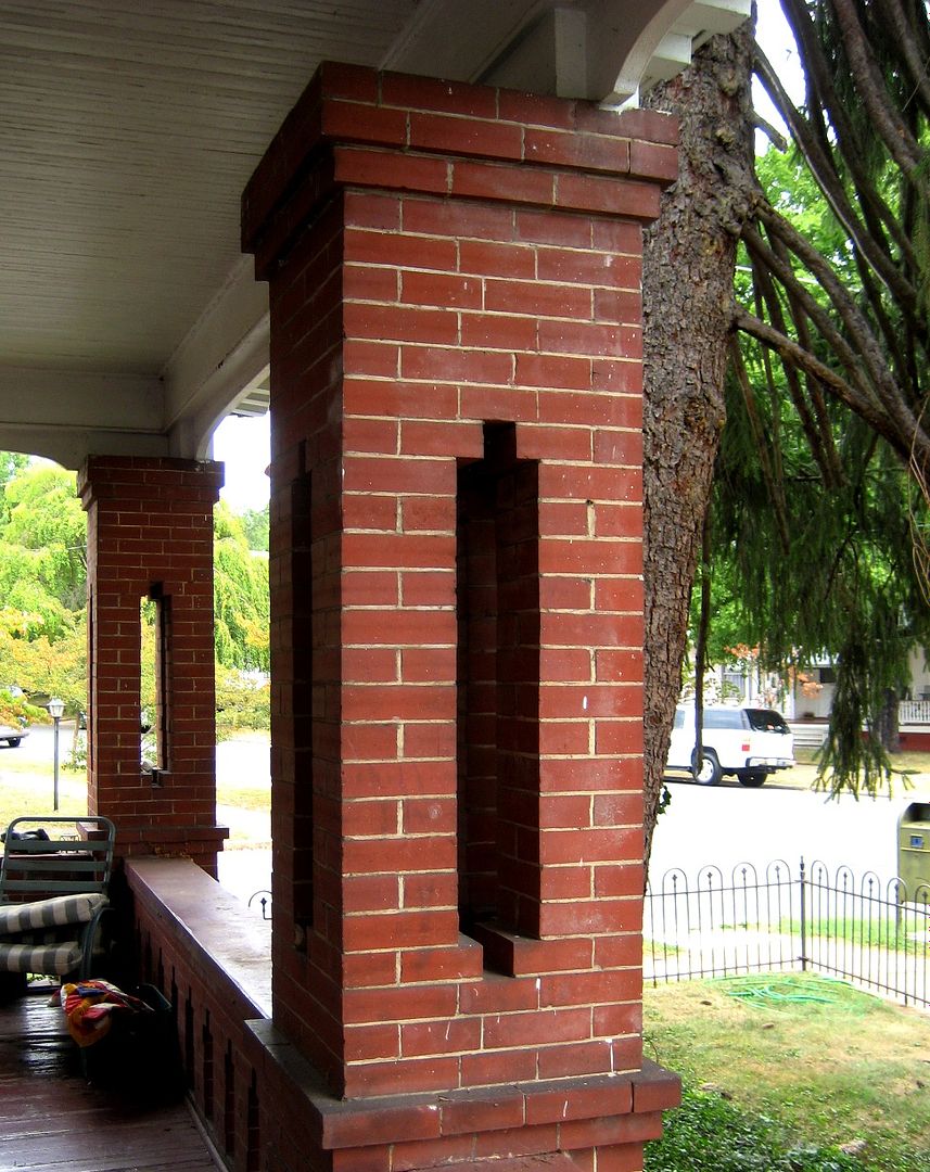 Close-up of the brickwork on the front porch. 