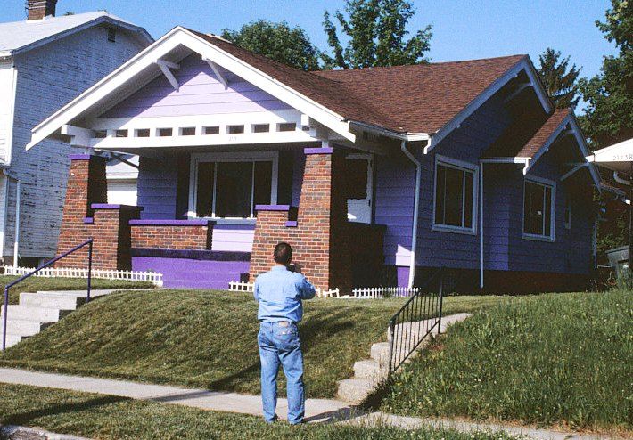 This photo was taken in 2003. Hopefully this house has been repainted, because the purple really does not do it justice. Thats my dear friend Dale Wolicki in the front yard. 