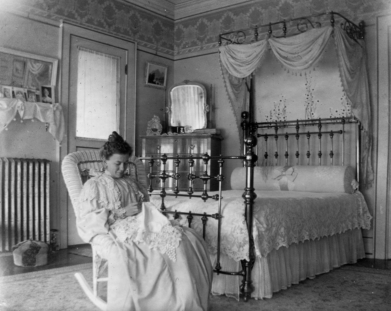 Addie, in the bedroom where she was allegedly shot by her husband, Enoch Fargo.