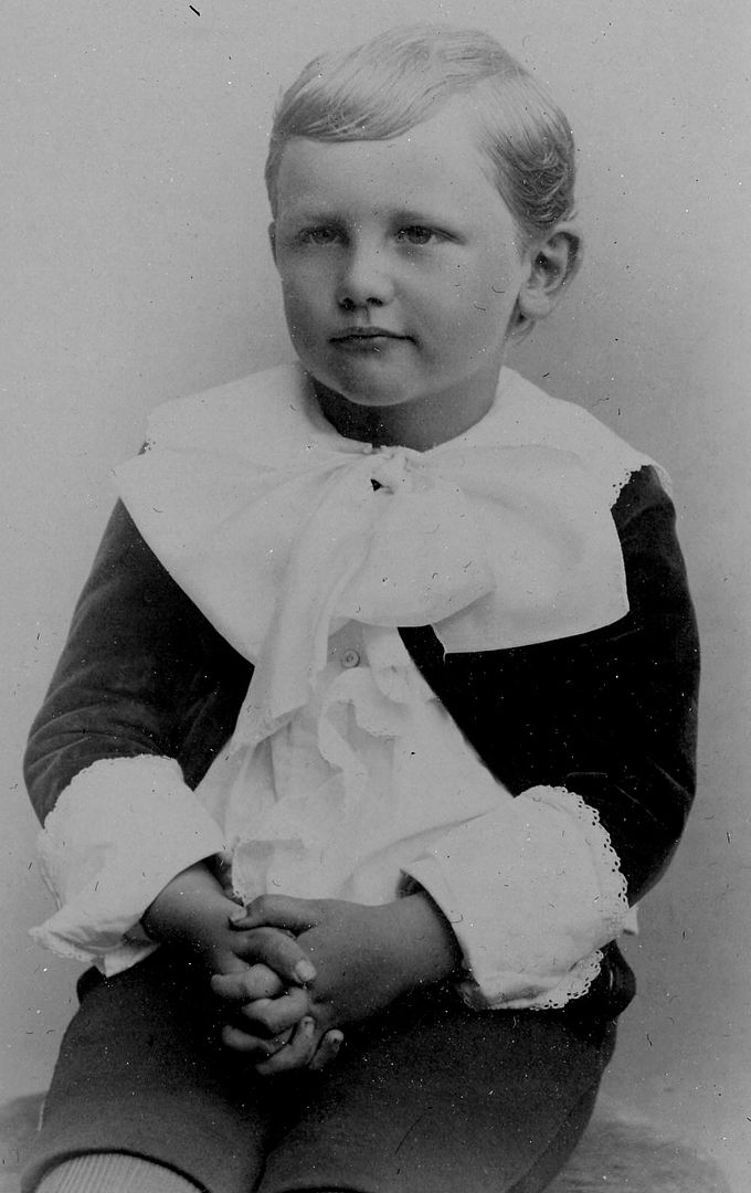 Ernie Eugene Hoyt, brother of Victor and Florence. He was born in 1886 and died in 1894. This photograph was apparently taken shortly before he died. 