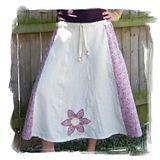 Lilac Fields Hempcel/Cotton Strip Appliqued Skirt *clearance*