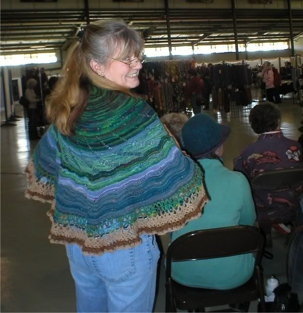 handspun hand dyed handknit lace shawl