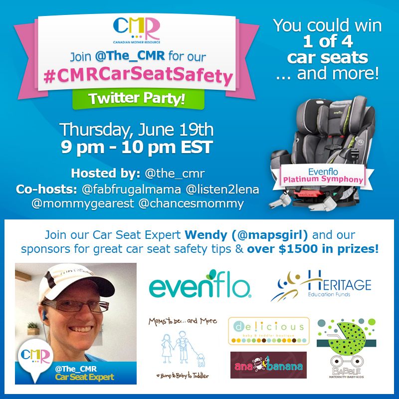 Join the @The_CMR #CMRCarSeatSafety Twitter Party - June 19 - 9pm EST