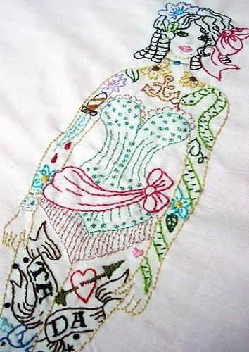 tattooed lady emboidery