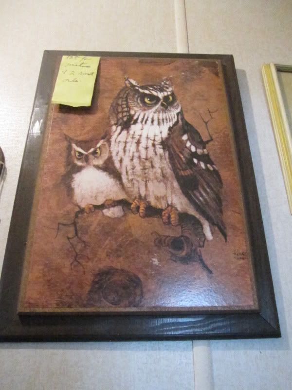 vintage owl painting