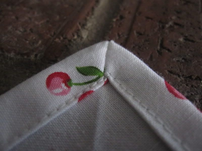 full mitering on cherry cloth napkins