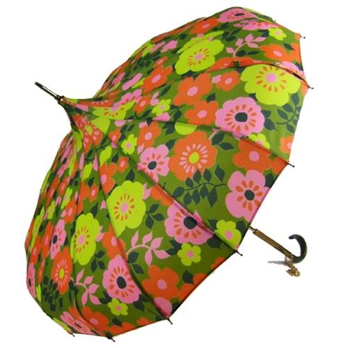 retro umbrella vintage spring flowers