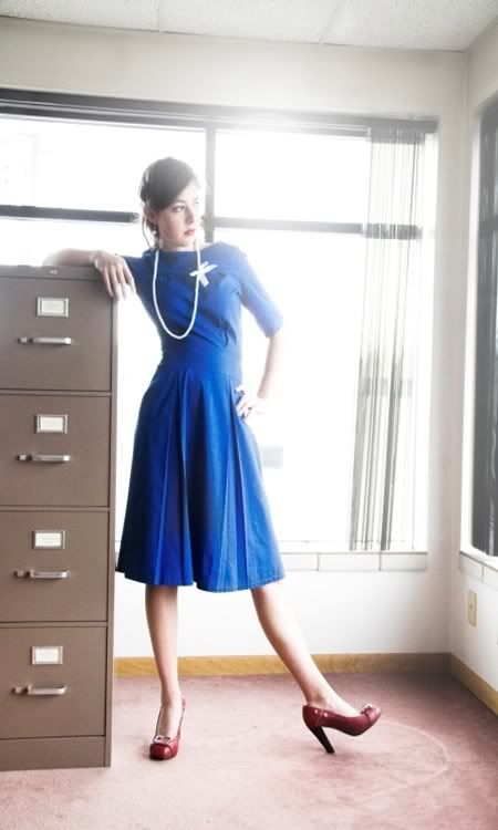 50s style blue dress