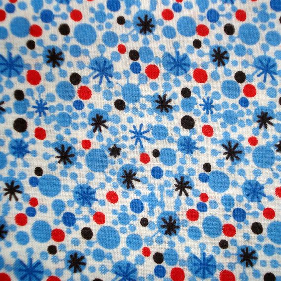 vintage blue atomic starburst fabric