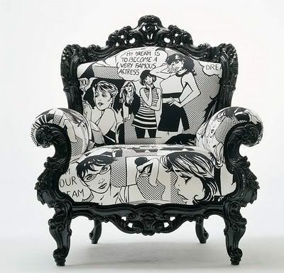 black and white comic strip chair