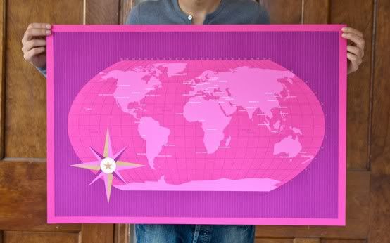 pink world map