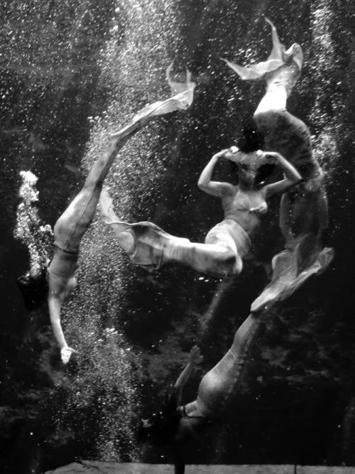1949 black and white mermaid pinups