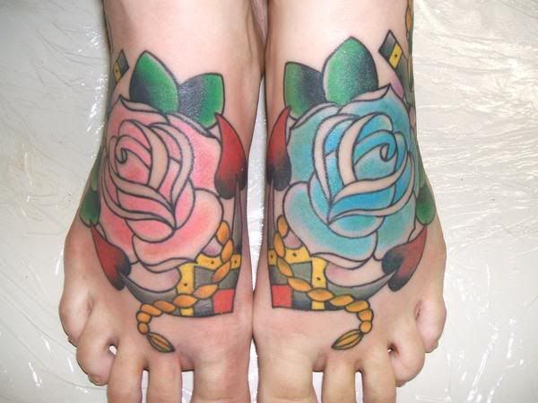 mimsy's trailer trash rose on feet tattoos