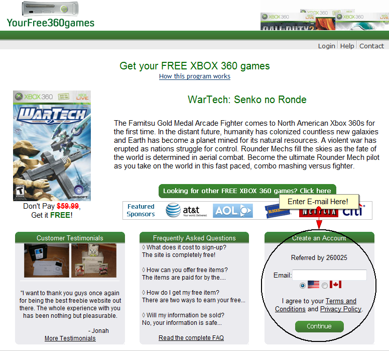 Free Xbox 360 Games Sign Up Image