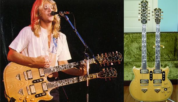 Gerry Beckley of America and his Ibanez doubleneck