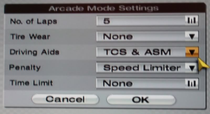 Traction Control Setting - Arcade Mode