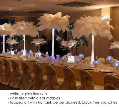 pink and black wedding decor