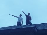 Two idiots on the roof during Frances