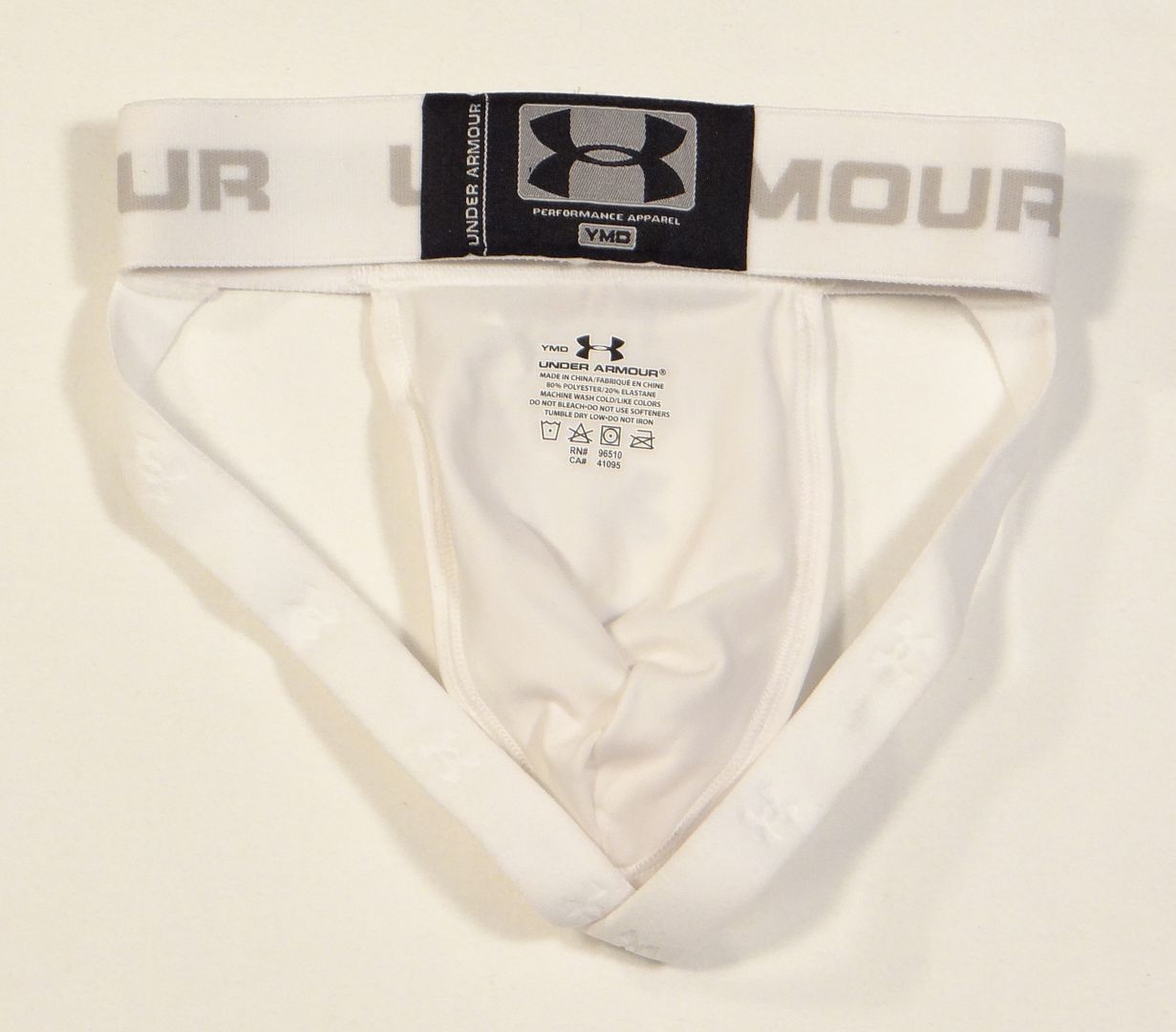 Under Armour White Youth Jock Strap Athletic Support With Cup Pocket