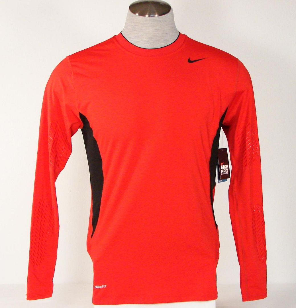 Nike Pro Dri Fit Red Long Sleeve Compression Shirt Competition Base Layer NWT