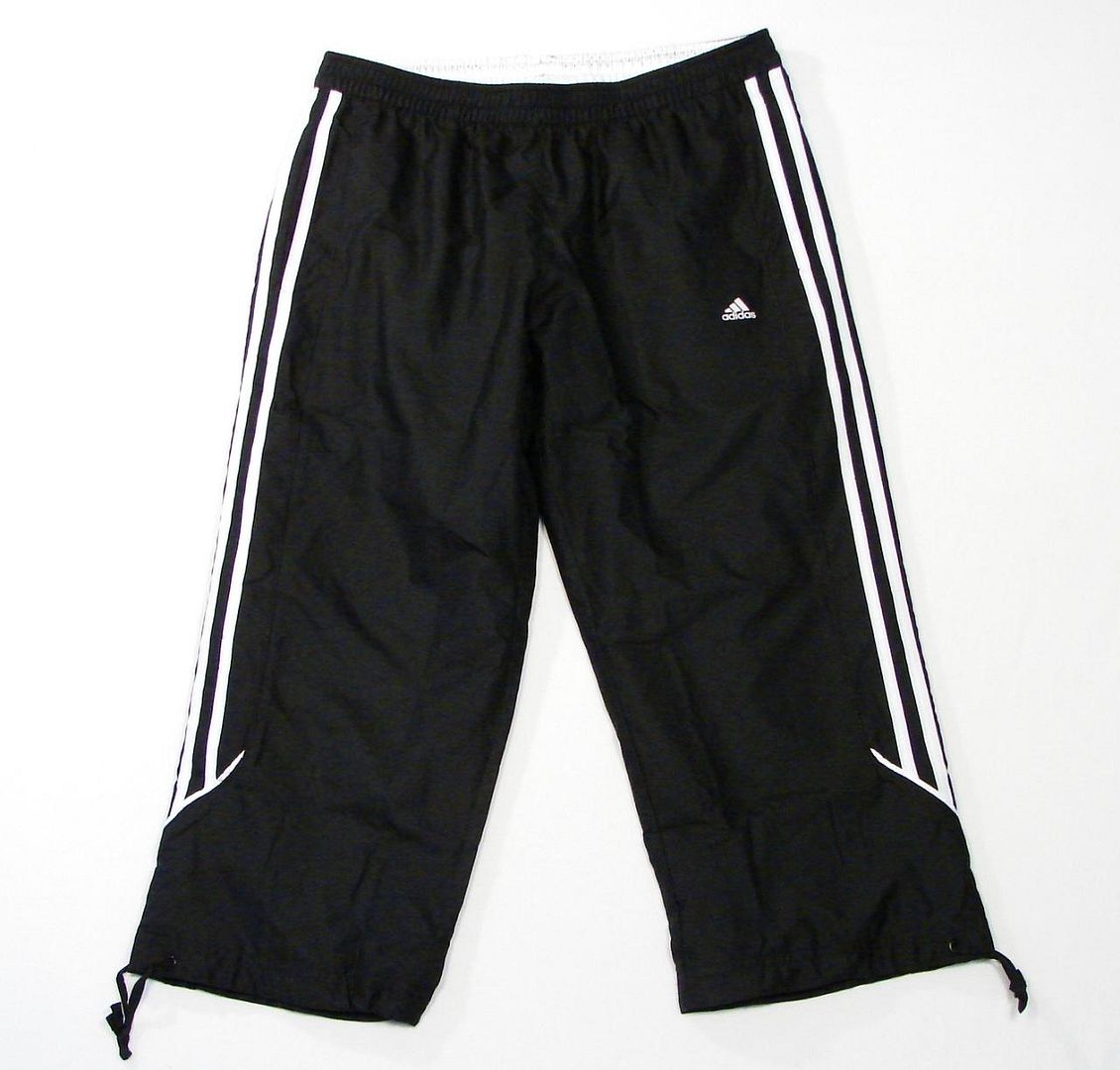 Adidas Signature Capri Wind Pants Black & White Mesh Lined Womans NWT