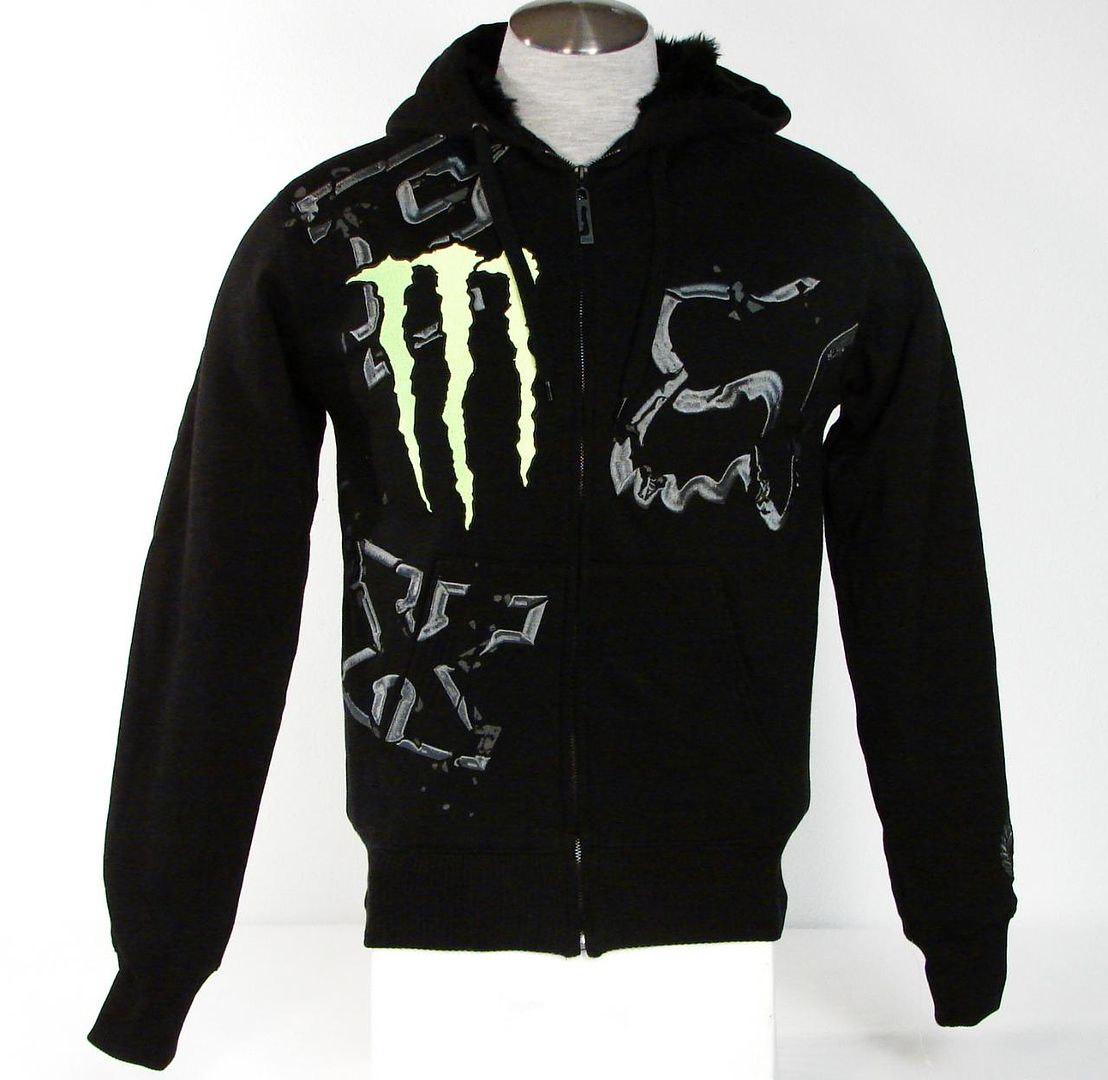 Fox Ricky Carmichael Sasquatch Faux Fur Lined Black Hooded Jacket Hoodie Men NWT - Picture 1 of 1