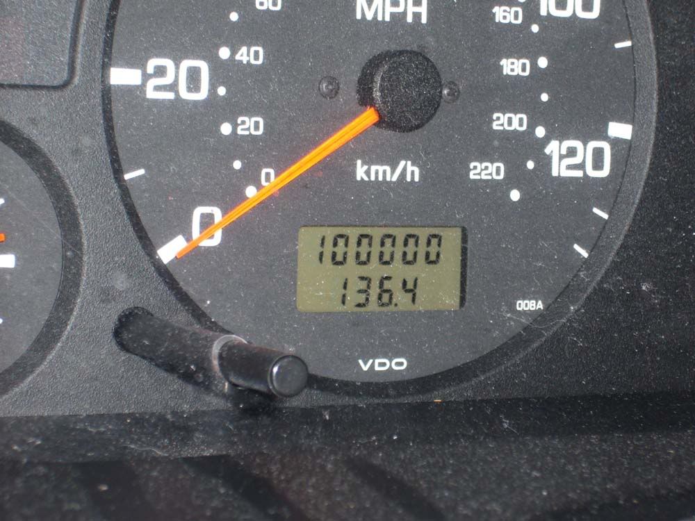 100,000 mileage on our car